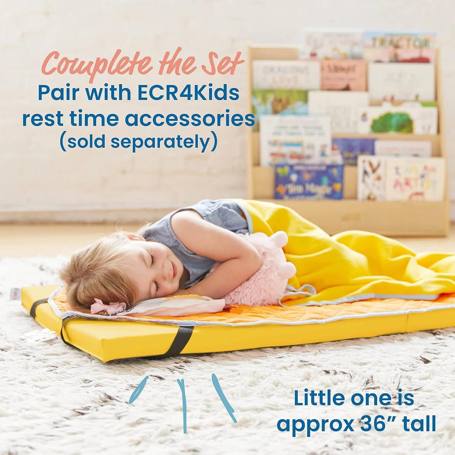ECR4Kids SoftZone Rainbow Rest Mat, 2in, Sleeping Pad, Yellow, 5-Piece