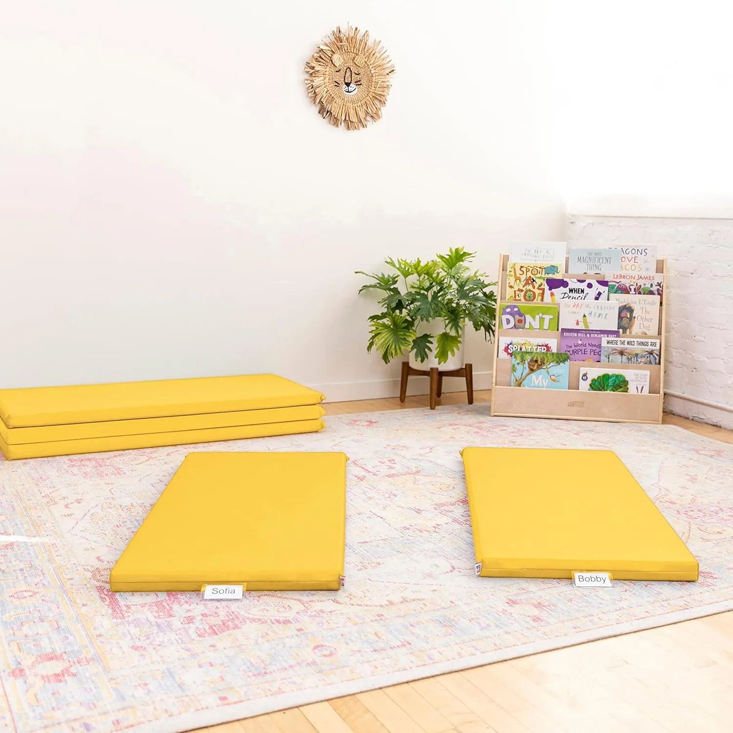 ECR4Kids SoftZone Rainbow Rest Mat, 2in, Sleeping Pad, Yellow, 5-Piece
