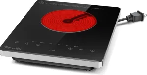 Electric Cooktop, 120V Electric Stove Top Single Burner Ceramic Cooktop with Touch Control, Child Safety Lock, Timer, Residual Heat Indicator, 1300W Plug in Glass Countertop Burner for Cooking