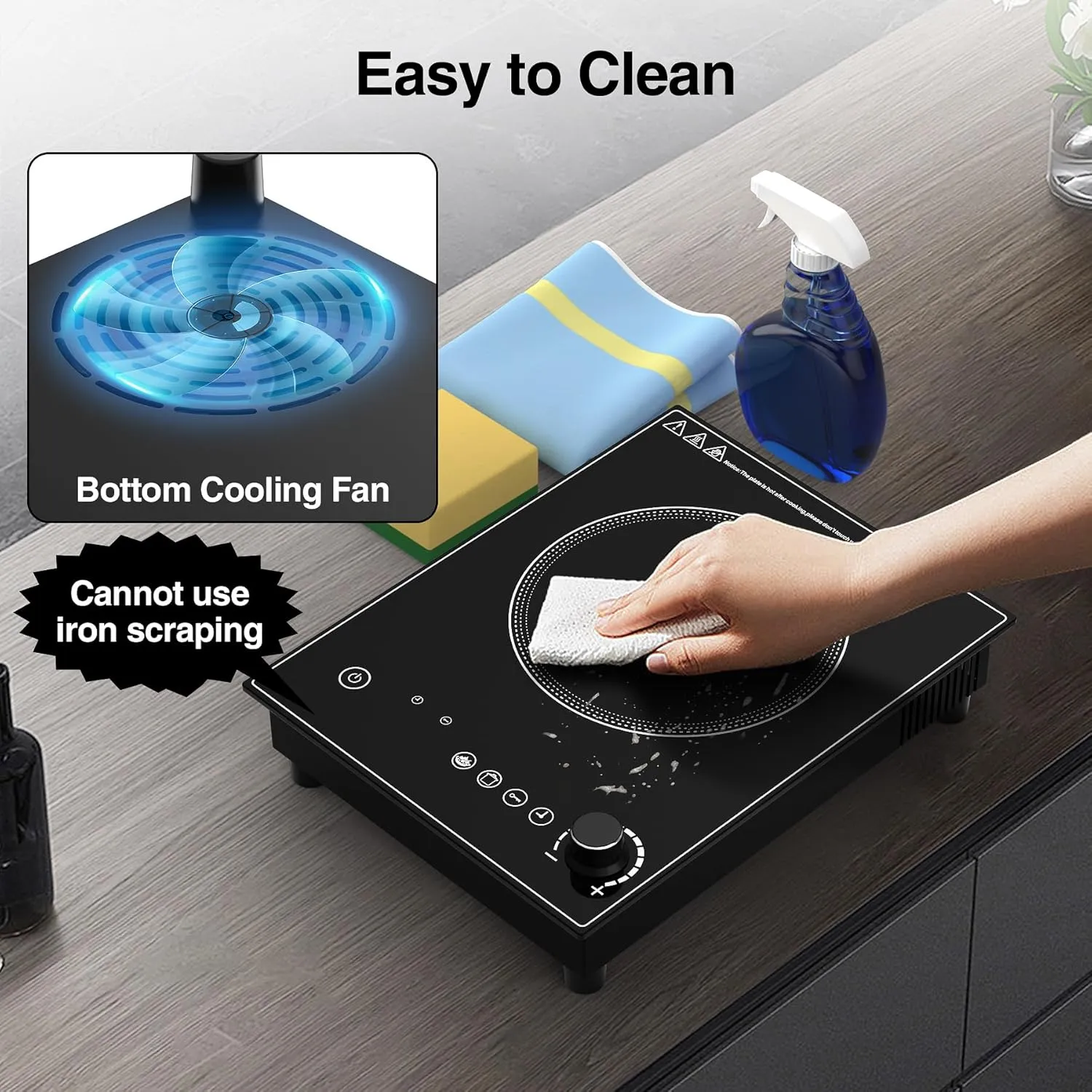 Electric Cooktop,1800W Electric Stove Top with LED Touch and Knob Control,Single Burner Electric Cooktop L9 Power Levels, Kids Lock & Timer,110V Portable Induction Cooktop for Home Camping.