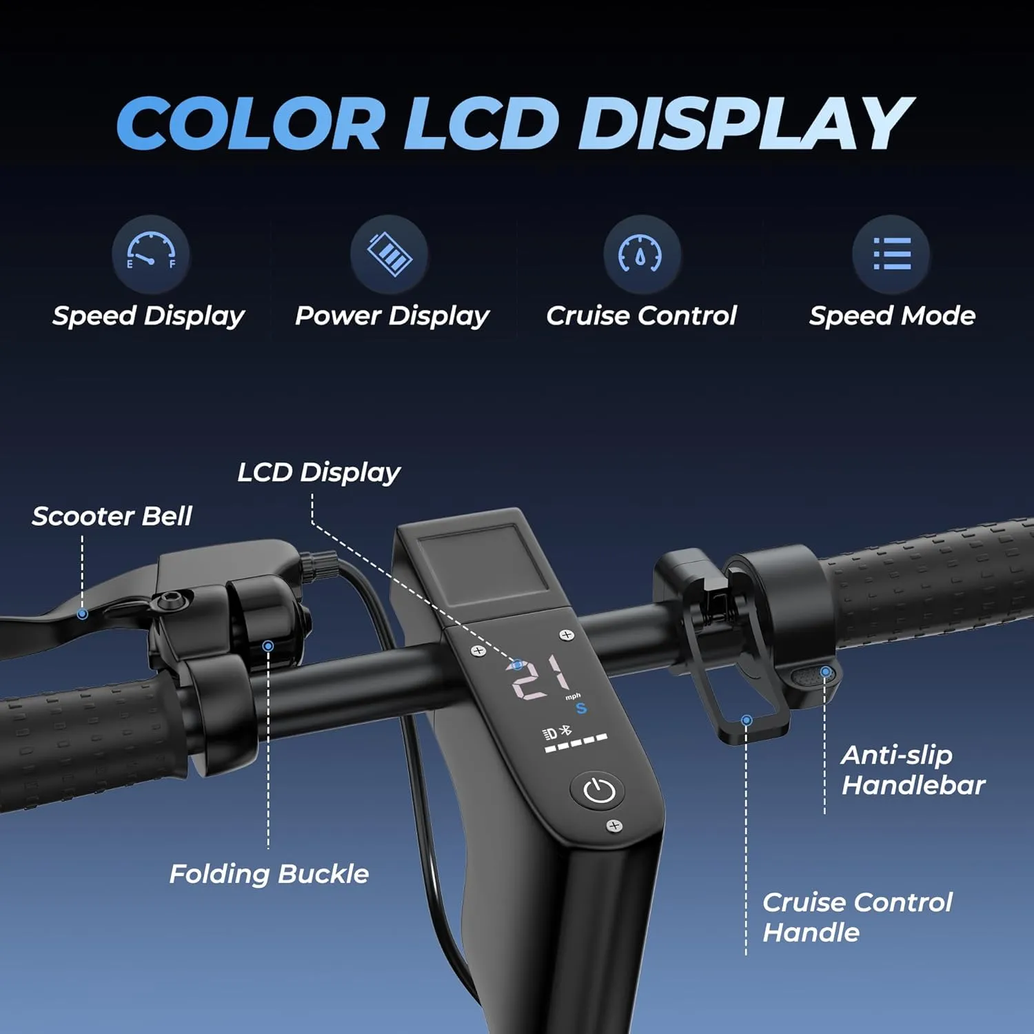 Electric Scooter, 10" /8.5" Solid Tires, 500W/350W Motor,19/22Mph, 22/28/52 Miles Long Range, Folding E-Scooter with Dual Suspension and Braking System