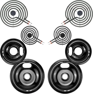 Electric Stove Drip Pans,Drip Pans for Electric Stove W10290353(6") W10290350(8") and Electric Stove Burner MP15YA(6") MP21YA(8") Compatible for Whirl-pool Ken-more May-tag Ama-na etc by MIFLUS