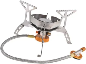 Electronic Ignition Portable Gas Stove for Camping Split Burner Windproof Net Brass Connector Alloy Material Easy to Store and Carry