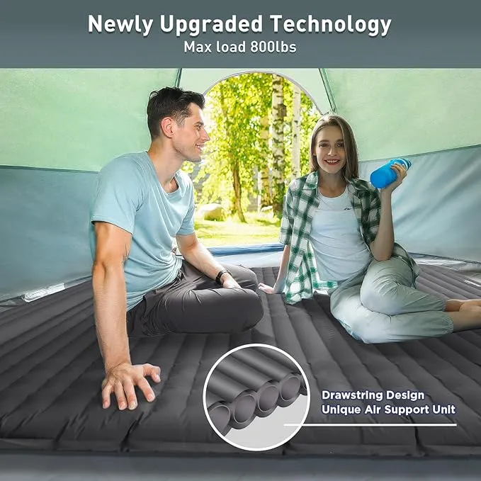 Elegear Double Sleeping Pad for Camping, 4" Ultra-Thick Self Inflating Camping Pad 2 Person with Pillow Built-in Foot Pump Camping Sleeping Mat for Backpacking, Hiking, Portable Camping Pad