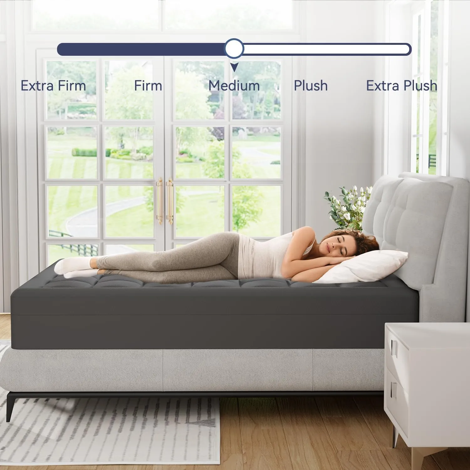 ELEMUSE Dual Layer 3 Inch Memory Foam Mattress Topper Twin, 2 Inch Cooling Gel Memory Foam Plus 1 Inch Down Alternative Pillowtop Mattress Pad with Cooling Cover, Soft Comfort Support, Grey