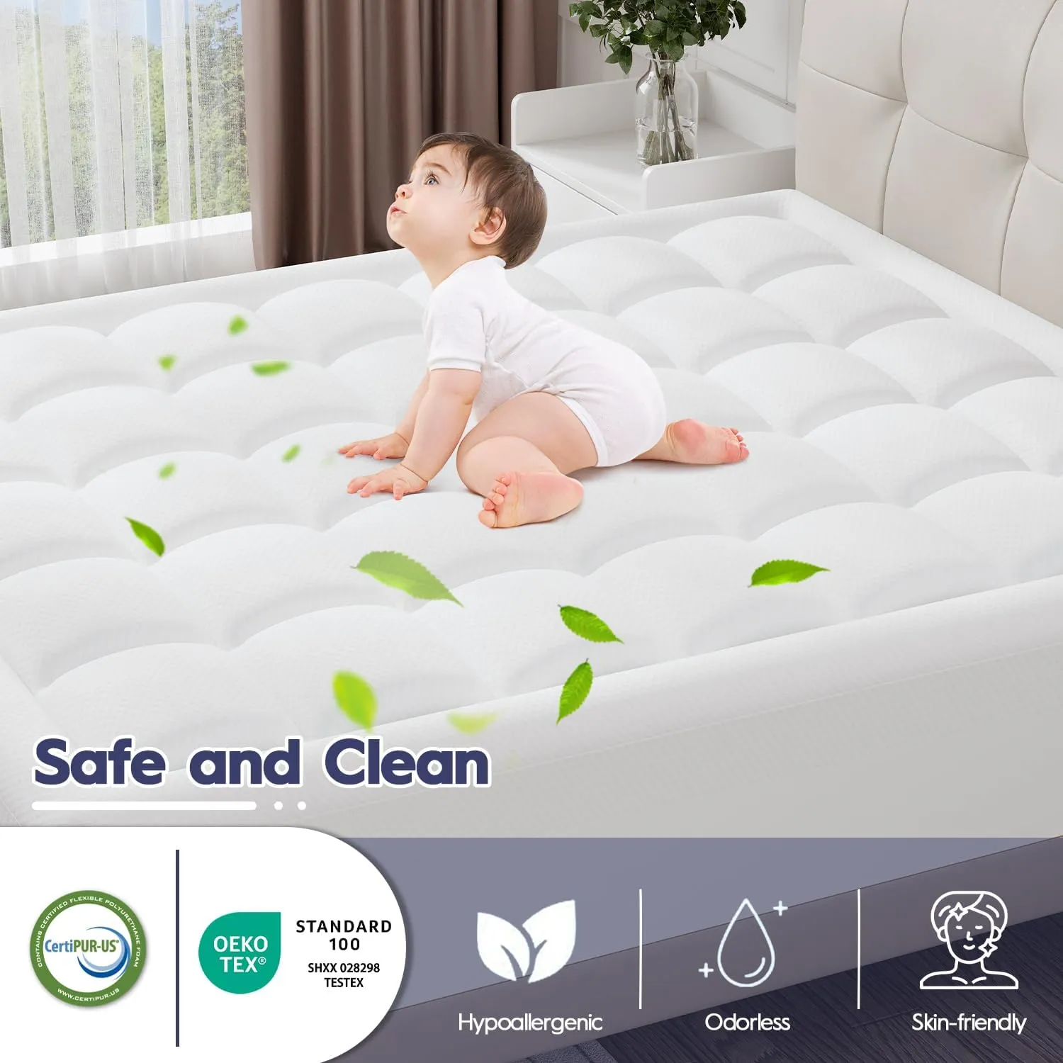 ELEMUSE Dual Layer 3 Inch Memory Foam Mattress Topper Twin, 2 Inch Cooling Gel Memory Foam Plus 1 Inch Down Alternative Pillowtop Mattress Pad with Cooling Cover, Soft Comfort Support, Grey
