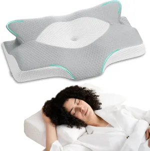 Elviros Cervical Memory Foam Pillows for Neck and Shoulder Pain, Neck Pillow for Sleeping, Side Sleeper Pillows for Adults, Ergonomic Orthopedic Sleeping for Back and Stomach Sleepers (Medium Firm)