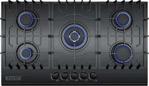 Empava 36 Inch Built-in Gas Cooktop with 5 Sealed SABAF Burners, Black Tempered Glass Surface LPG/NG Convertible, Flame Failure Protection, Dishwasher Safe Grates