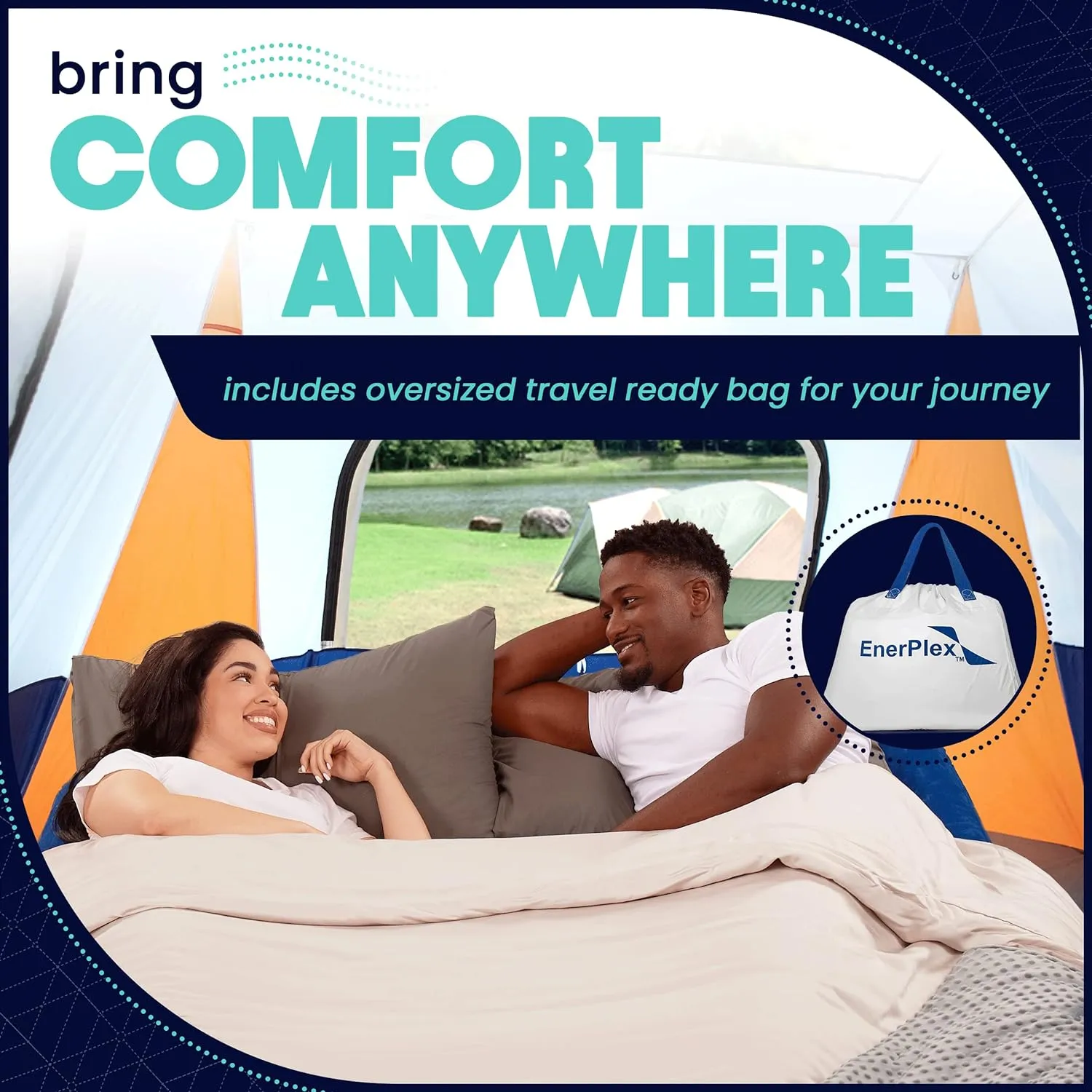 EnerPlex Air Mattress with Built-in Pump - Double Height Inflatable Mattress for Camping, Home & Portable Travel - Easy to Inflate/Quick Set UP