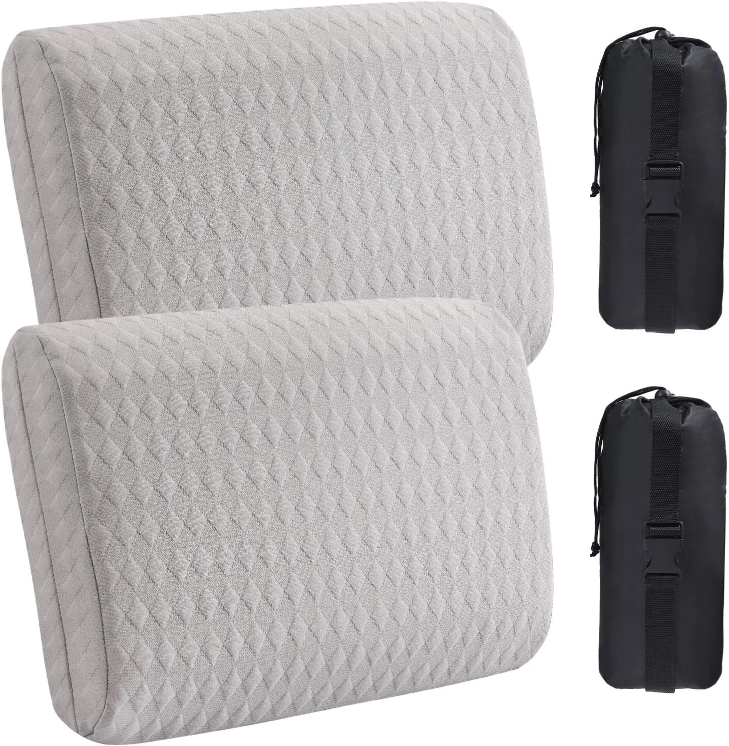 ENITYA 2 Pack Camping Pillow with Washable Cover - Travel Essentials, Memory Foam Backpacking Pillow, Portable for Camping, Air Travel, Hiking, Beach, Hammock, Medium(Grey)