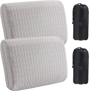 ENITYA 2 Pack Camping Pillow with Washable Cover - Travel Essentials, Memory Foam Backpacking Pillow, Portable for Camping, Air Travel, Hiking, Beach, Hammock, Medium(Grey)
