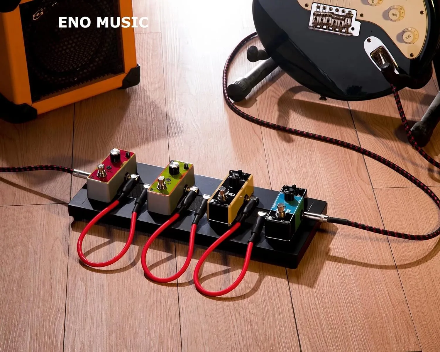 ENO MUSIC 14" Mini Pedal Board Guitar Effects Pedals Compact Small Pedalboard with Mountain Tape & Cable Tie