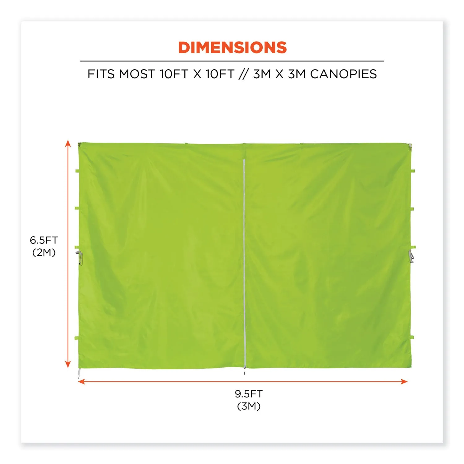 ergodyne® Shax 6096 Pop-Up Tent Sidewall with Zipper, Single Skin, 10 ft x 10 ft, Polyester, Lime