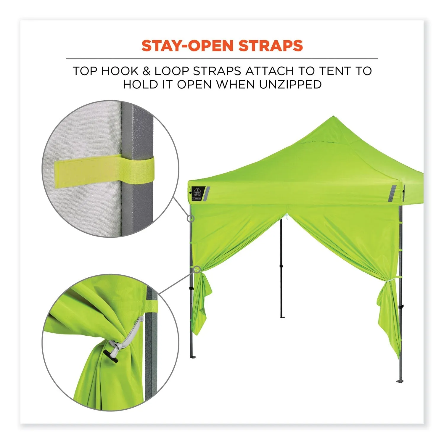 ergodyne® Shax 6096 Pop-Up Tent Sidewall with Zipper, Single Skin, 10 ft x 10 ft, Polyester, Lime