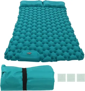 Ergonomic Foot Operated Inflating Sleeping Pad with Storage, Leakproof Membrane Valve, Nylon Material for Office, Outdoor Camping, Fast Filling, Good Sealing, Durably (Peacock Blue)