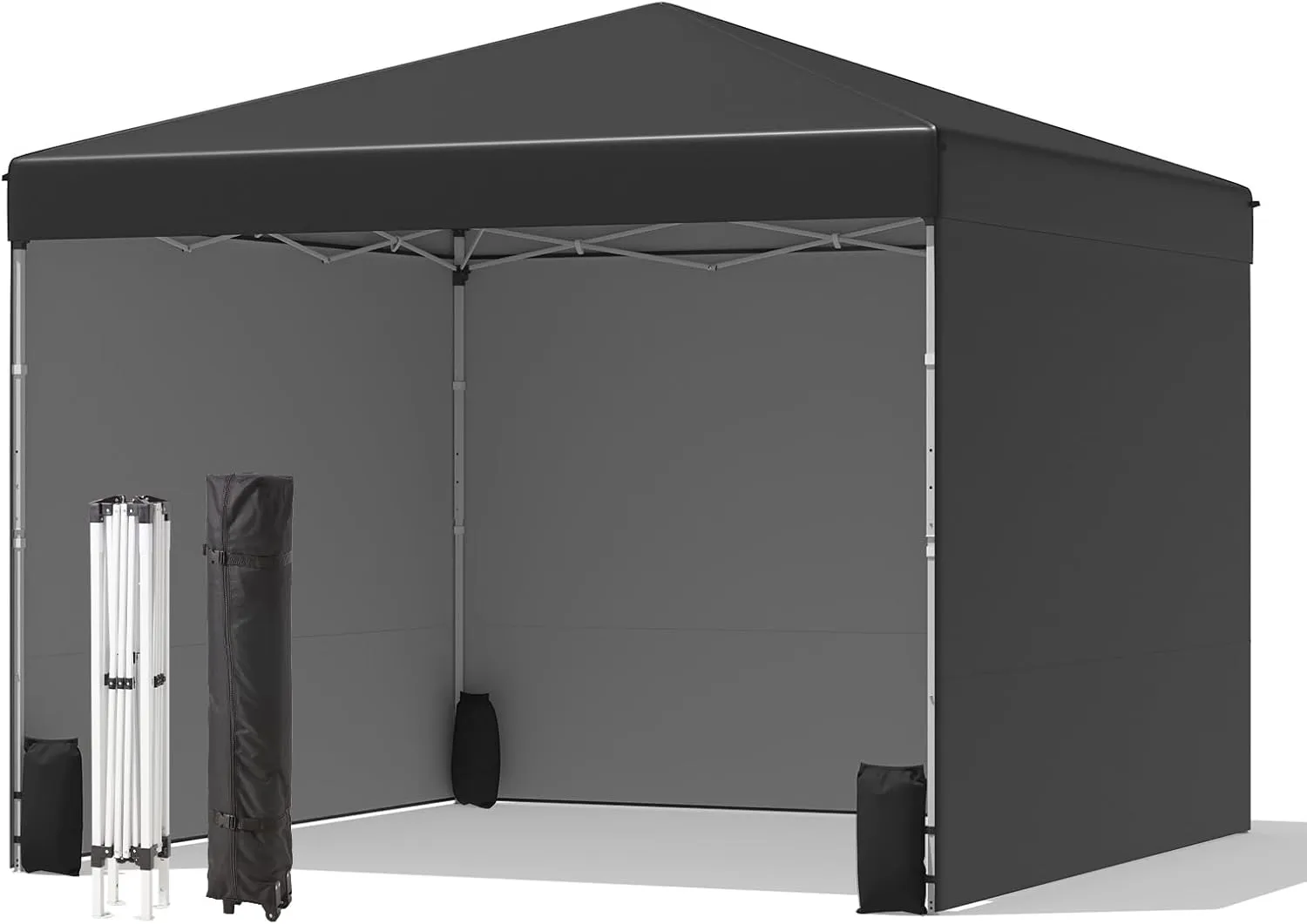 EROMMY 10' x 10' Pop Up Canopy Tent with 3 Sidewall, Easy Outdoor Sun Shade, Portable Shelter Gazebo for Events, Parties and Camping (Black)