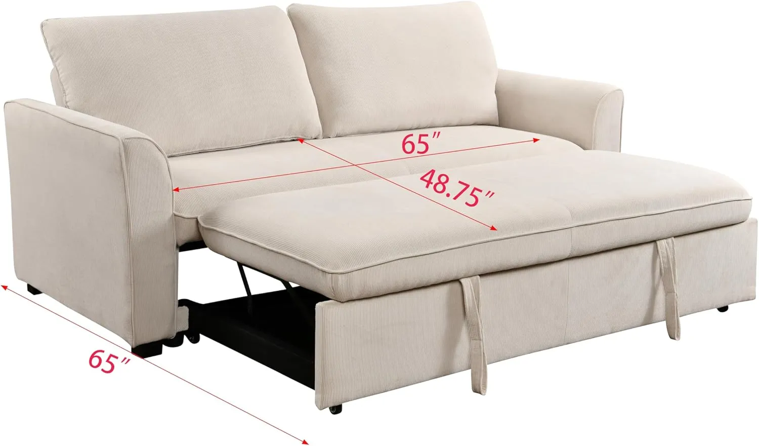ERYE 78" W Oversized Loveseat Sofa Convertible Queen Size Sofabed, Soft Corduroy Upholstery Love Seat Sofa&Couch with Pull Out Sleeper Couch Bed & Reclining Backrest for Home Apartment RV Living Room
