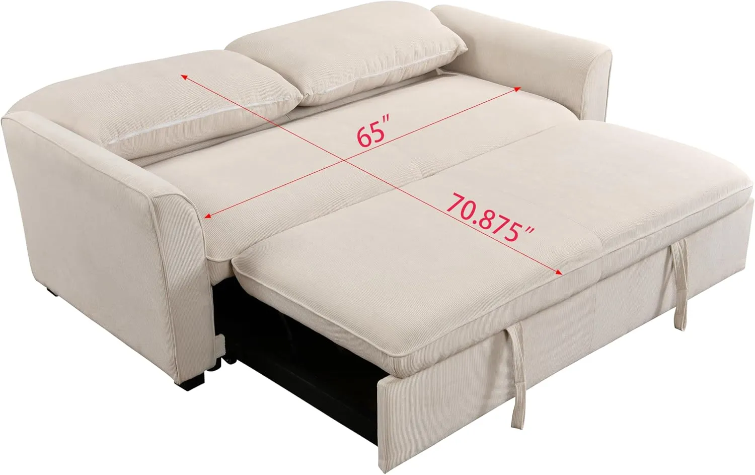 ERYE 78" W Oversized Loveseat Sofa Convertible Queen Size Sofabed, Soft Corduroy Upholstery Love Seat Sofa&Couch with Pull Out Sleeper Couch Bed & Reclining Backrest for Home Apartment RV Living Room