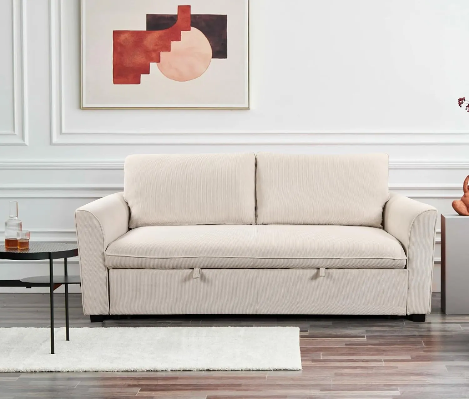 ERYE 78" W Oversized Loveseat Sofa Convertible Queen Size Sofabed, Soft Corduroy Upholstery Love Seat Sofa&Couch with Pull Out Sleeper Couch Bed & Reclining Backrest for Home Apartment RV Living Room
