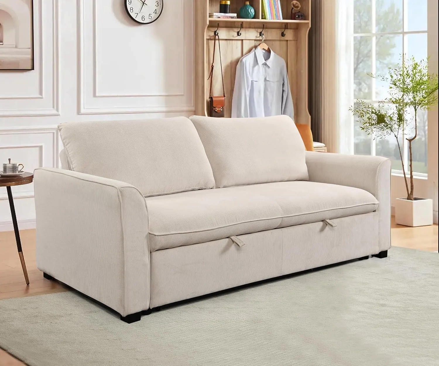 ERYE 78" W Oversized Loveseat Sofa Convertible Queen Size Sofabed, Soft Corduroy Upholstery Love Seat Sofa&Couch with Pull Out Sleeper Couch Bed & Reclining Backrest for Home Apartment RV Living Room