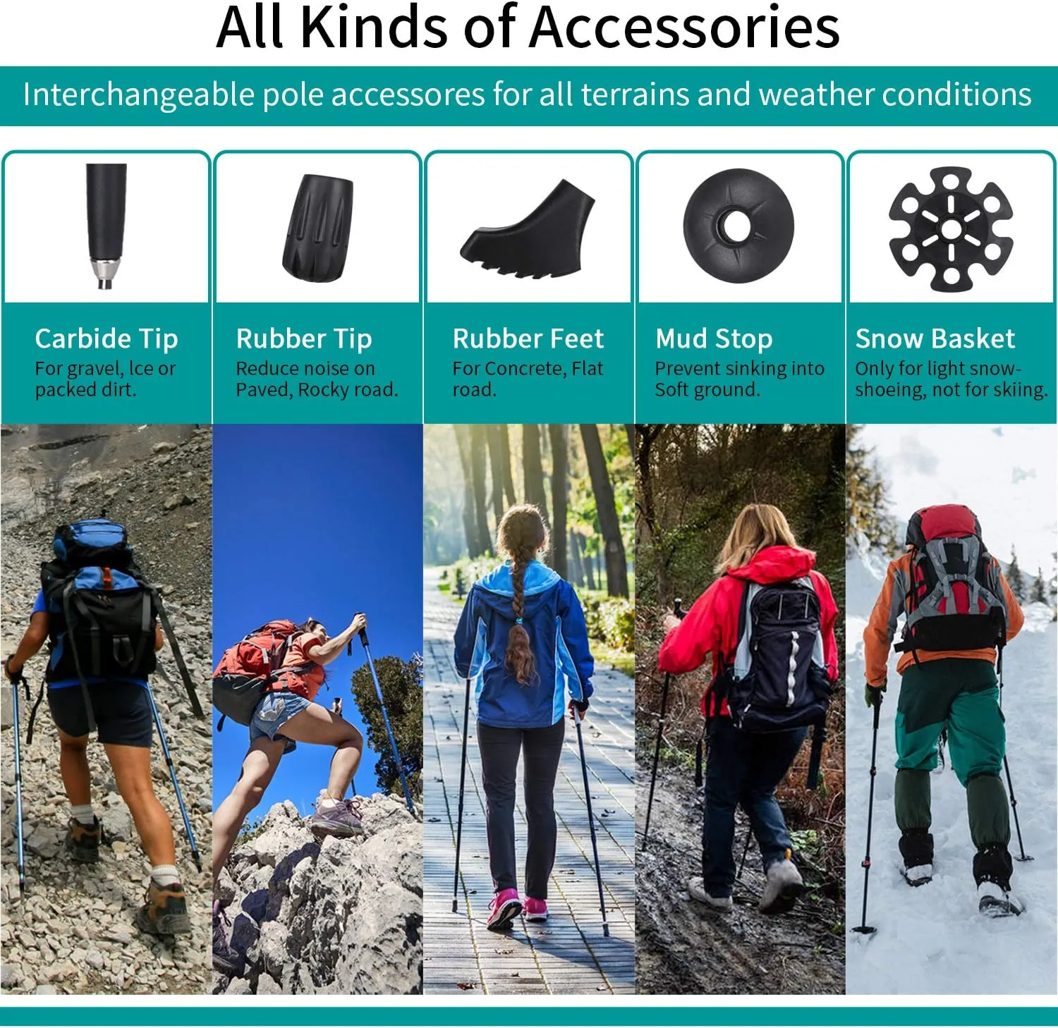 Esup Trekking Poles Collapsible Aluminum Alloy 7075 Hiking Poles 2pc Pack Adjustable Quick Lock for Hiking, Camping, Outdoor