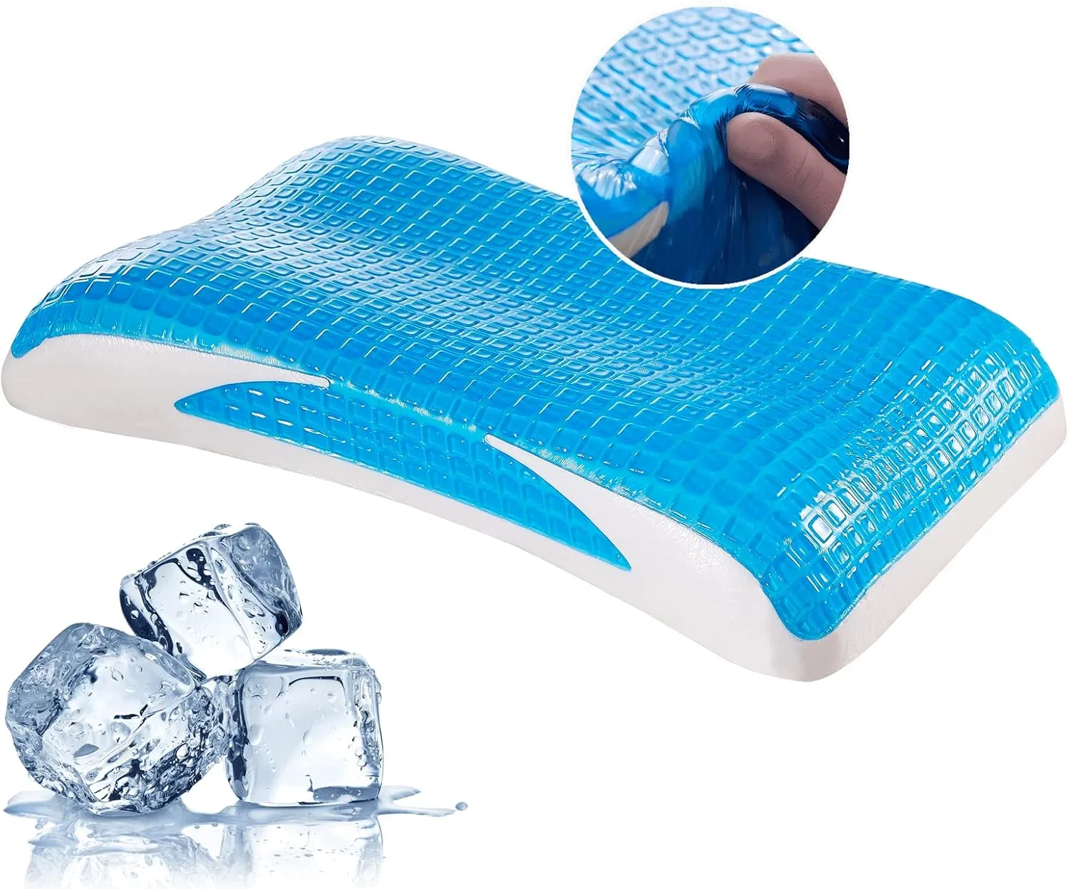 EUCIOR Cooling Gel Pillow,Memory Foam Cooling Gel Pillow,Cooling Orthopedic Memory Foam Pillow for Side Back Stomach Sleeper,A Relaxed Sleeping Experience - Pack of 1(Queen Size)