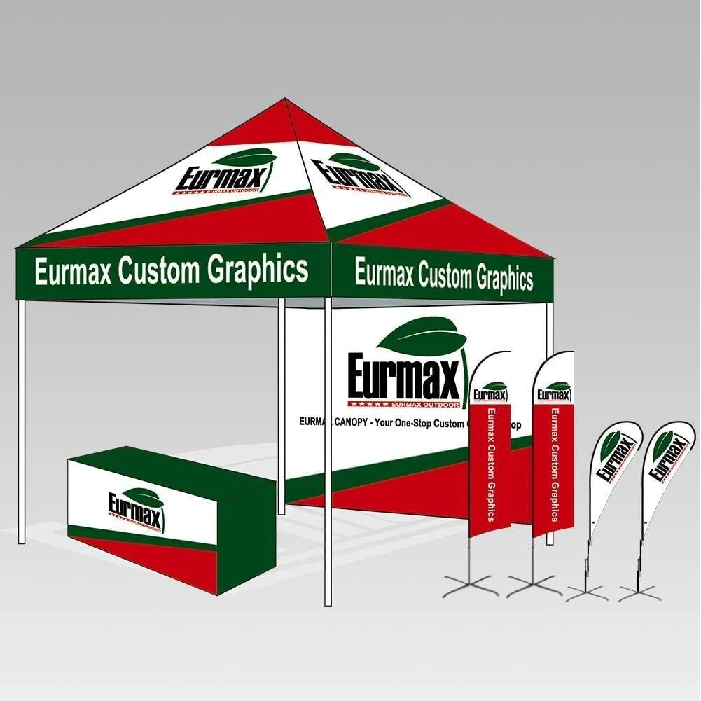 Eurmax USA Premium 10'x15' Pop-up Canopy Tent Commercial Instant Canopies Shelter with Heavy Duty Wheeled Carry Bag Bonus 4 Sand Bags (Blue)