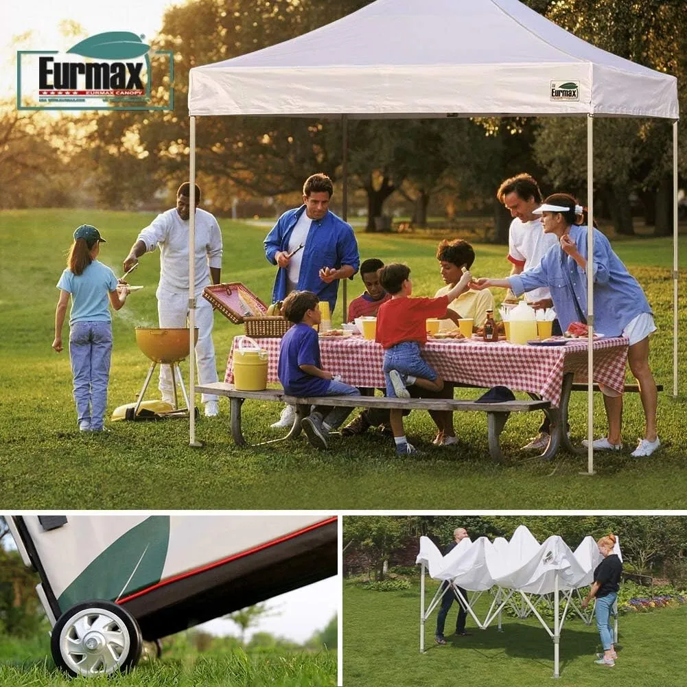 Eurmax USA Premium 10'x15' Pop-up Canopy Tent Commercial Instant Canopies Shelter with Heavy Duty Wheeled Carry Bag Bonus 4 Sand Bags (Yellow)