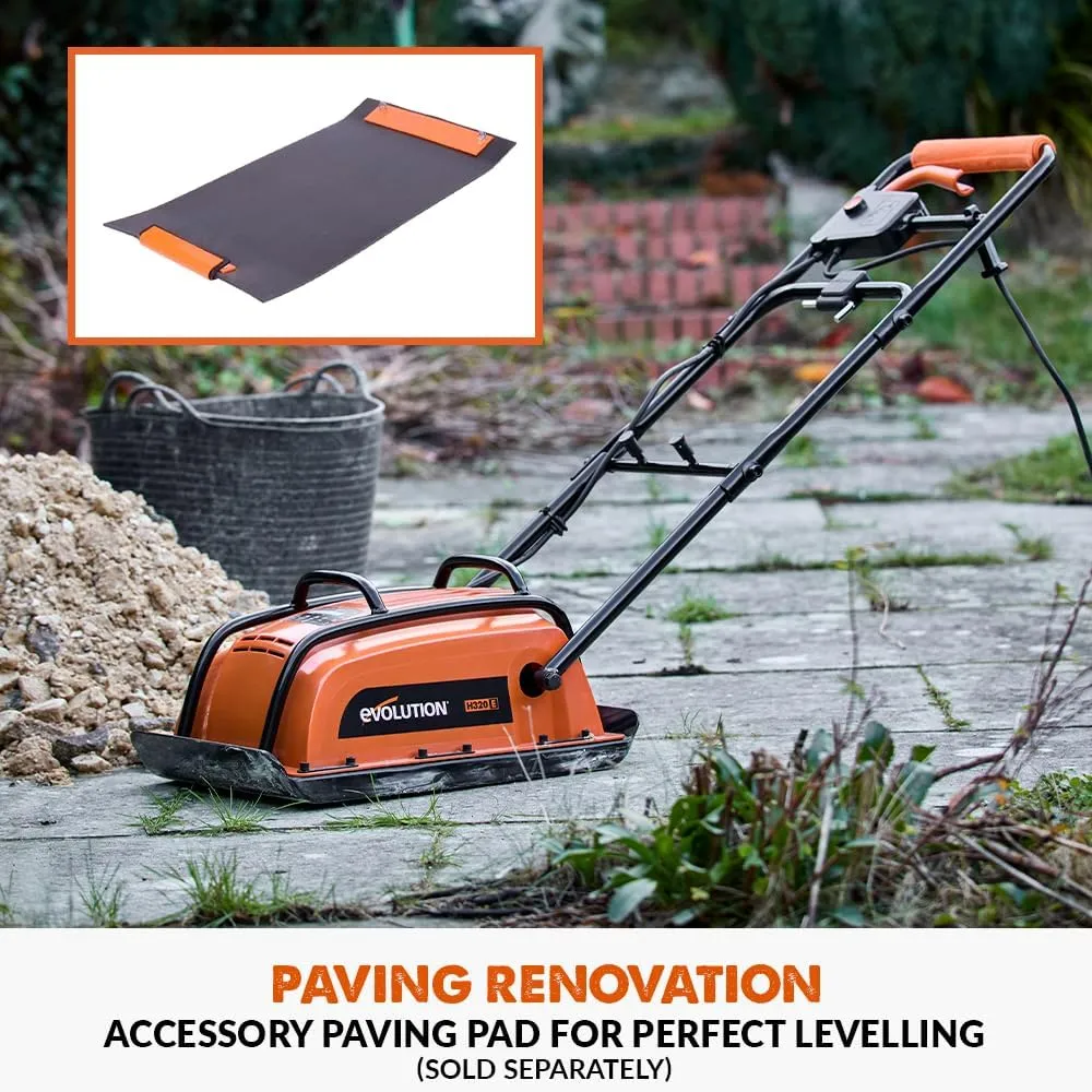 Evolution Hulk Electric Compactor Plate - Ideal For Levelling Pavement, Artificial Turf Ground Preparation, Patio, Blockwork, Sand, Soil & More
