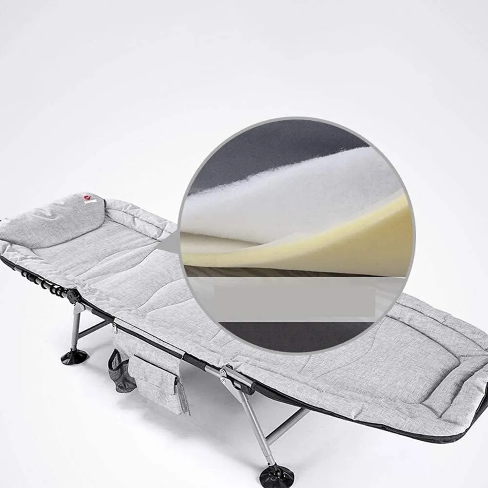 EYPKPL cots for Sleeping Portable Folding Bed 5-Position Adjustable Backrest Cots for Camping Load 264lbs Folding Camping Bed Reclining Chaise Stretching Freely