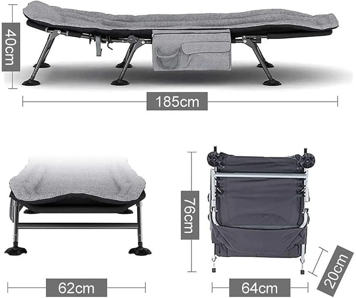 EYPKPL cots for Sleeping Portable Folding Bed 5-Position Adjustable Backrest Cots for Camping Load 264lbs Folding Camping Bed Reclining Chaise Stretching Freely