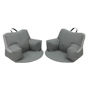 Factory Direct Partners 12367-GYLG SoftScape Relax-N-Read Bean Bag Chair with Supportive Back Rest, Storage Pockets and 1/2" Thick Foam Floor Cushion, Portable Seating (2-Pack) - Gray/Light Gray