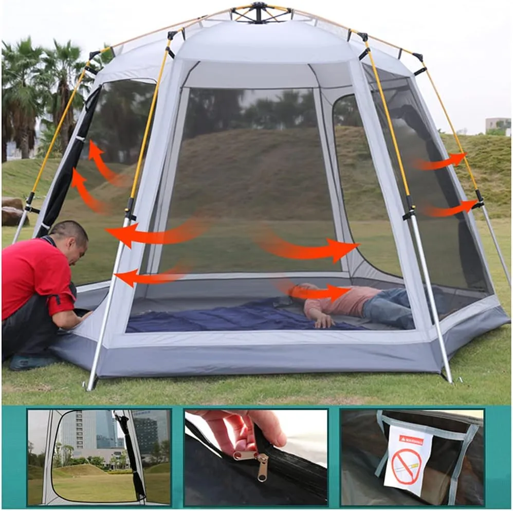 Family Outdoor Camping Tent Automatic Pop-Up Tent 3-4 Person Double Layer Instant Tent Easy Set Up Ideal Outdoor Gifts (Green 3)