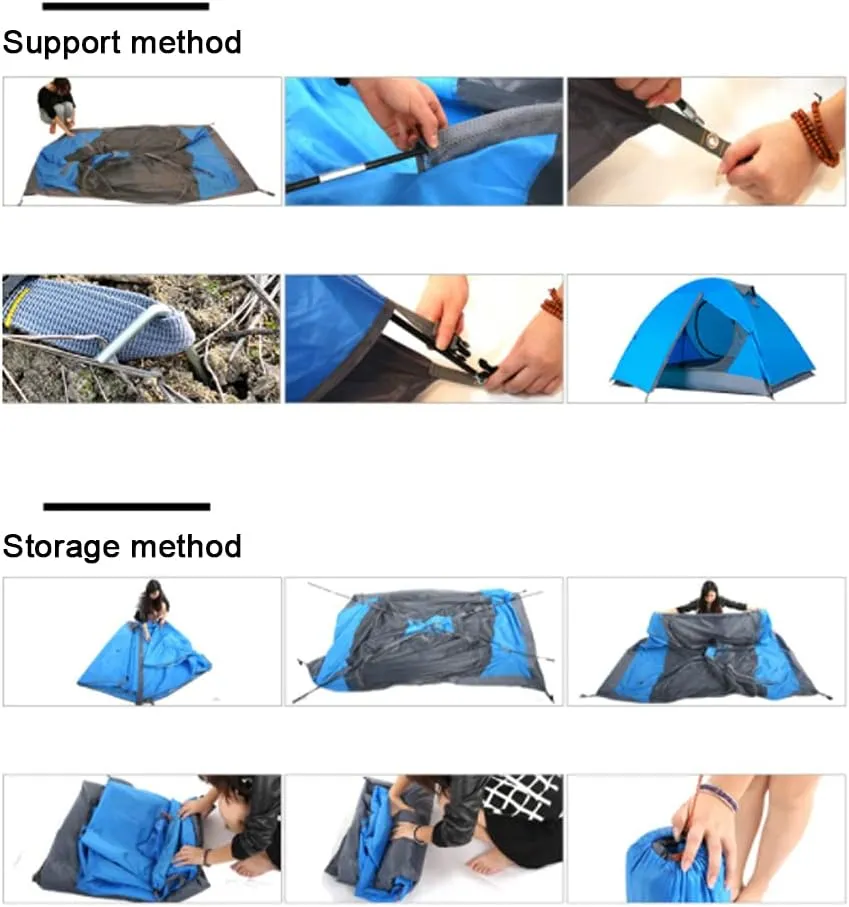 Festival Dome Tent 2 Person Family Camping Tent with Zipped Double Door and Carrying Bag Double Layer Dome Tent for Outdoor Hiking Camping Beach Garden