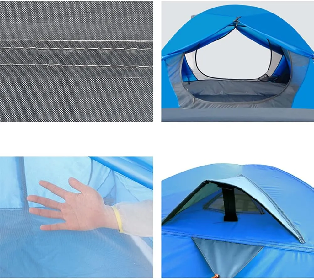 Festival Dome Tent 2 Person Family Camping Tent with Zipped Double Door and Carrying Bag Double Layer Dome Tent for Outdoor Hiking Camping Beach Garden