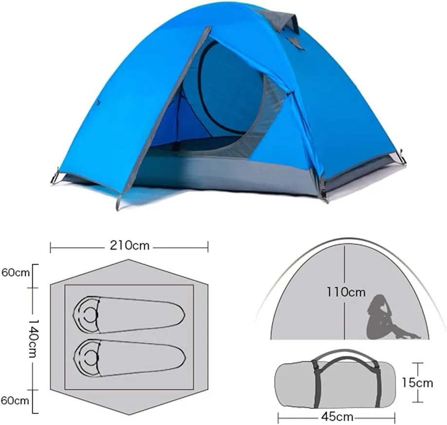 Festival Dome Tent 2 Person Family Camping Tent with Zipped Double Door and Carrying Bag Double Layer Dome Tent for Outdoor Hiking Camping Beach Garden