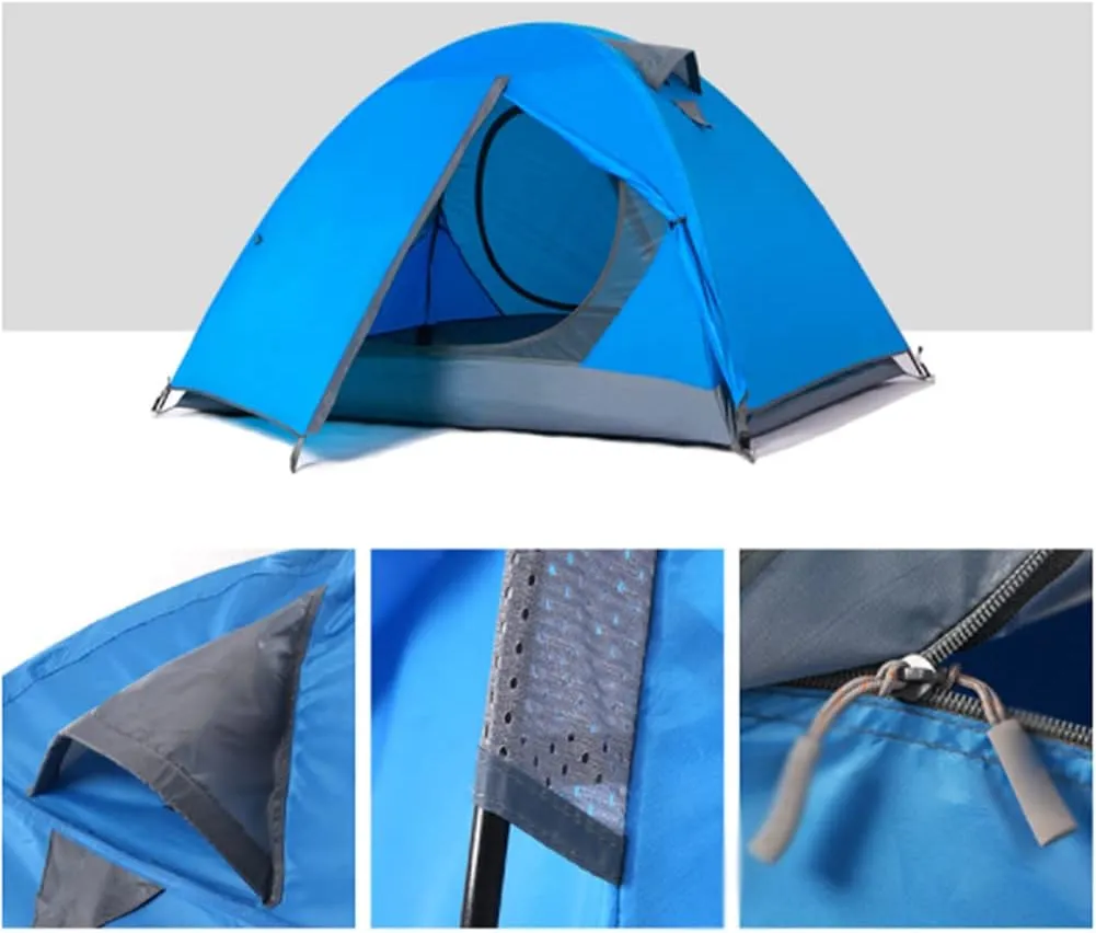Festival Dome Tent 2 Person Family Camping Tent with Zipped Double Door and Carrying Bag Double Layer Dome Tent for Outdoor Hiking Camping Beach Garden