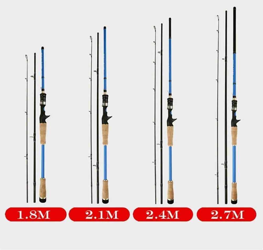 Fishing Lure Rod Spinning Casting Travel Carbon Fiber Pole 2.1M 2.4M 2.7M 3.0M