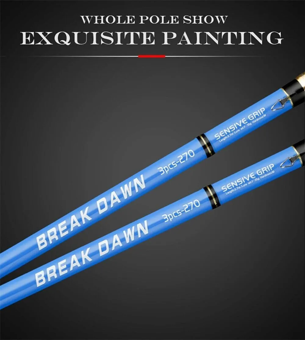 Fishing Lure Rod Spinning Casting Travel Carbon Fiber Pole 2.1M 2.4M 2.7M 3.0M
