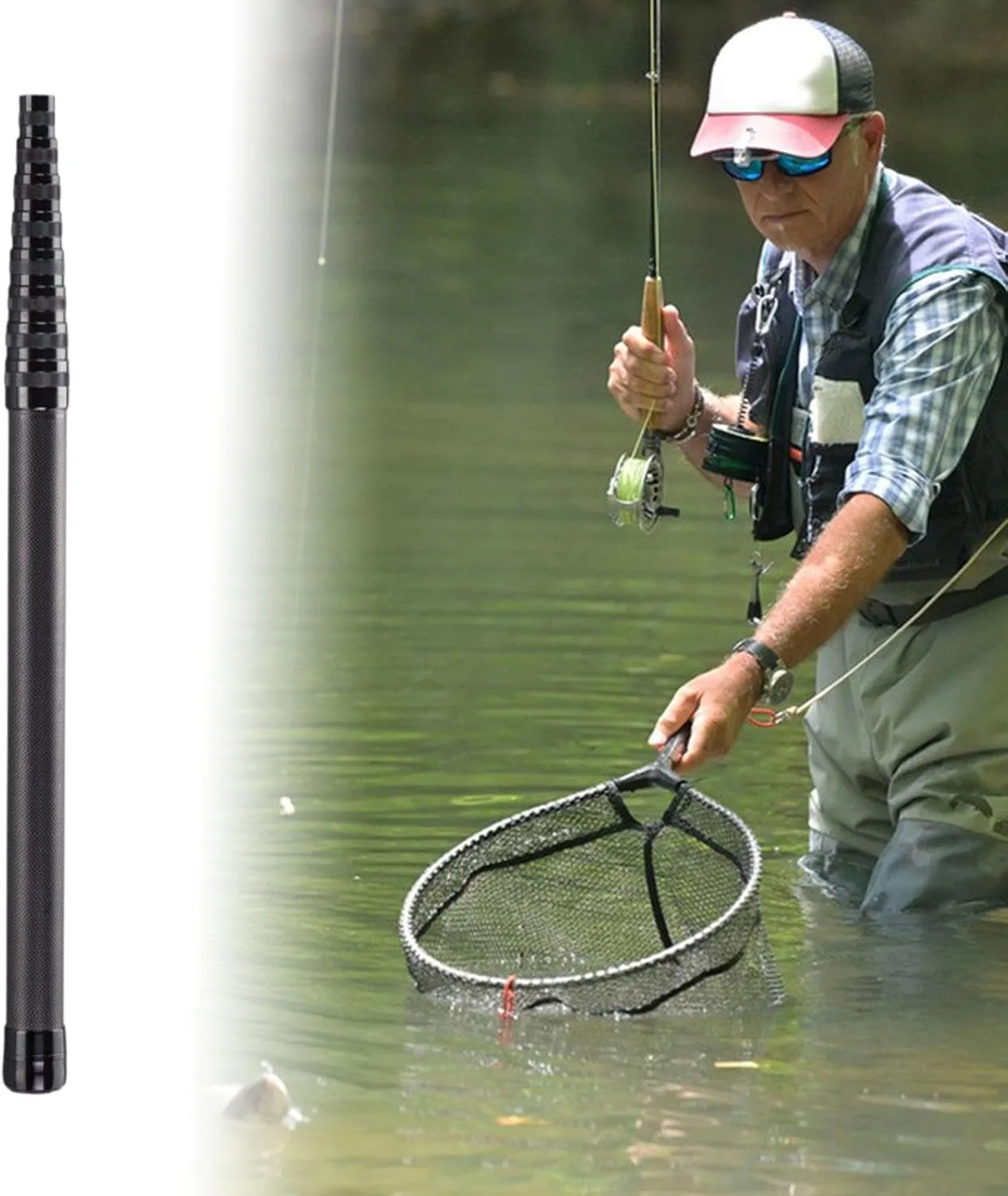 Fishing Net Pole Telescoping Rod Nonslip Handle High Carbon Portable Long Handle Accessories for Lake Enthusiasts Saltwater