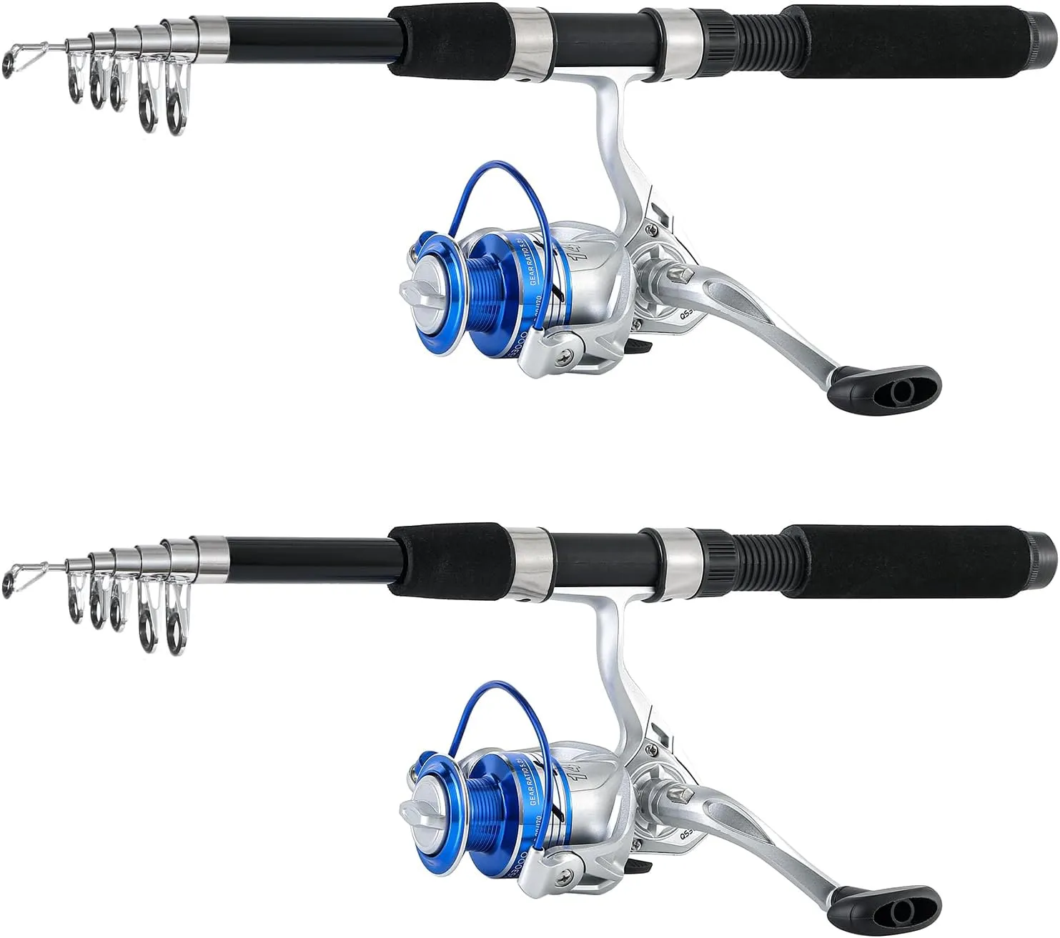 Fishing Pole Combo, 6.9ft 2Pcs Telescopic Rods Set, Collapsible Carbon Fiber Fishing Rods, 2PCS Spinning Reel Set with Carrier Bag Freshwater Fishing Rod and Reel Combos Kits