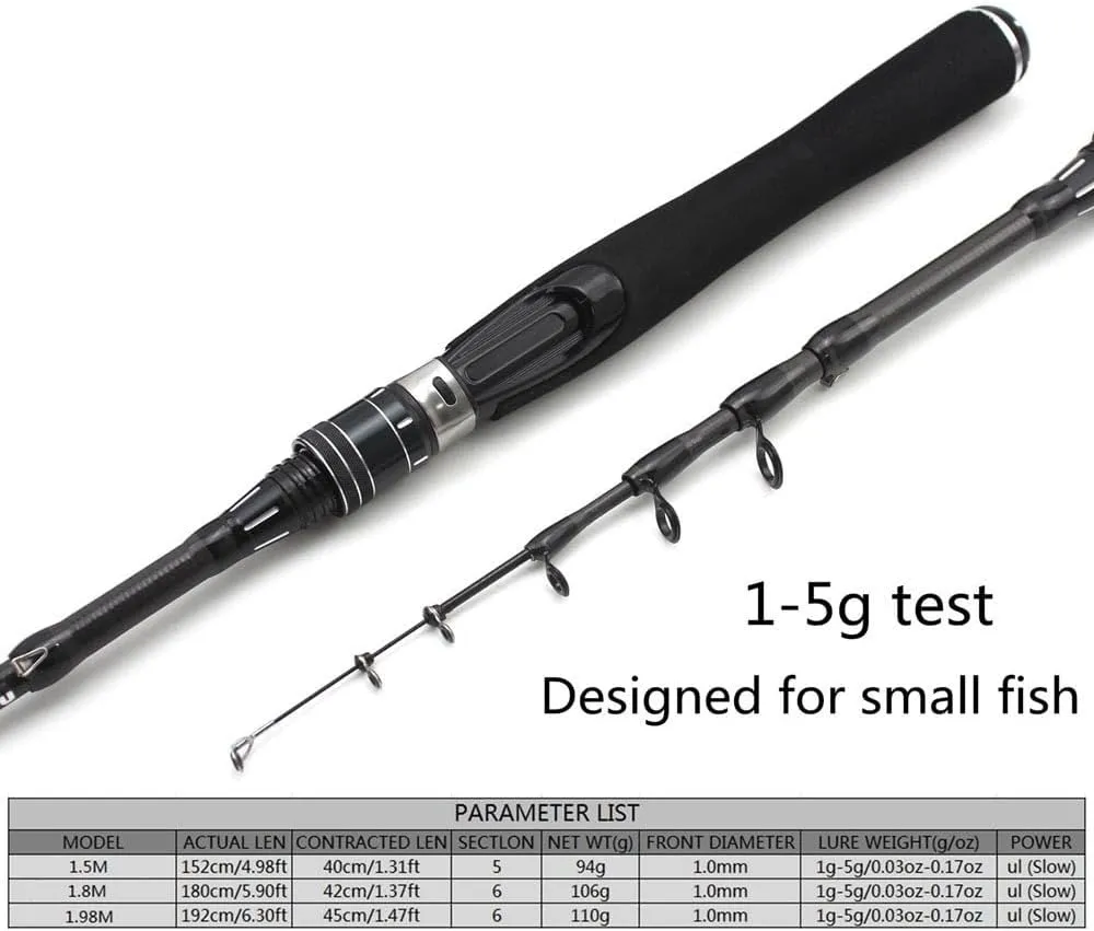 Fishing Poles 180cm Ultra Light ul Power Telescopic Fishing Rod Lure Weight 1-5g Catch Small Fish Pole Telescopic Fishing Rod