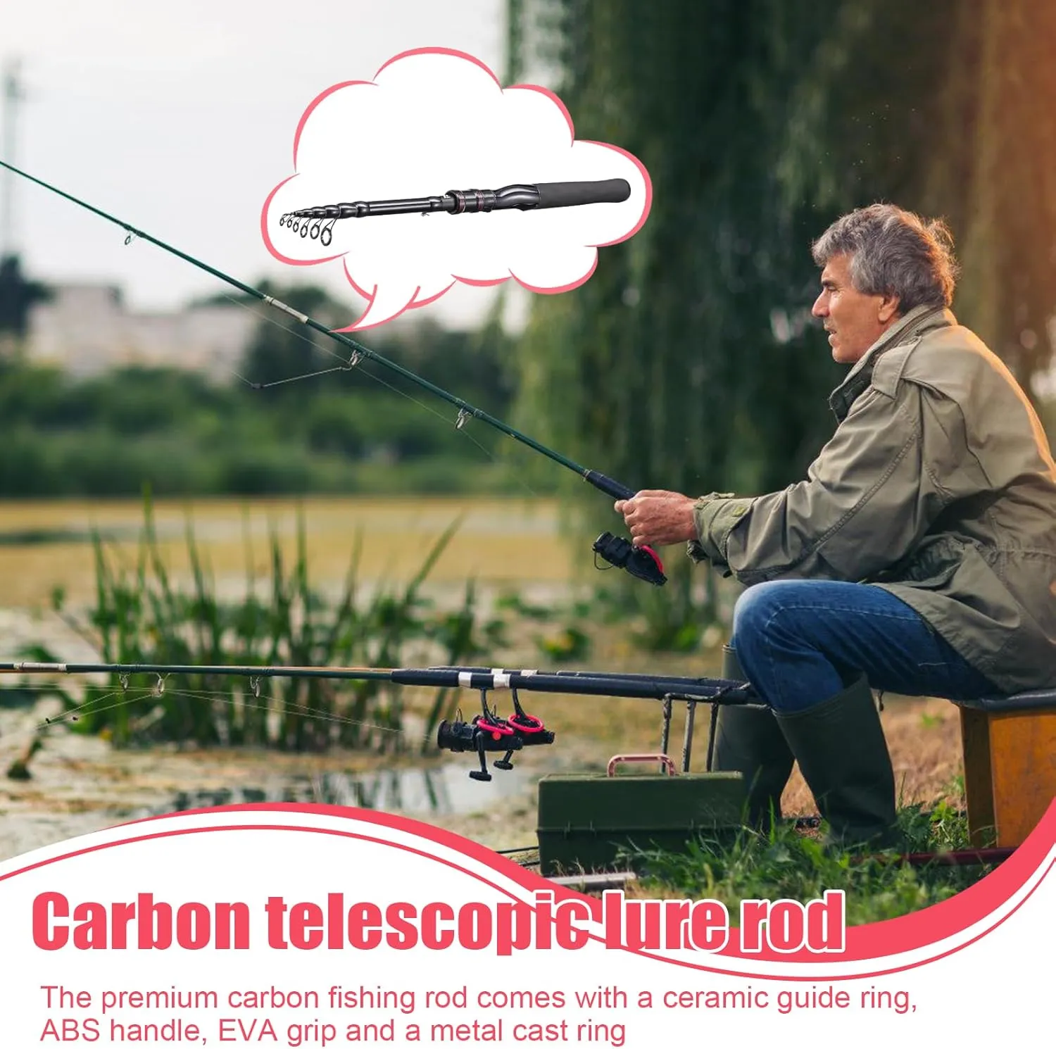 Fishing Poles, Portable Short Collapsible Fishing Rods, Fishing Rod Combos with Telescopic Fishing Pole, Telescopic Fishing Rod for Men Women