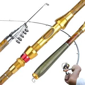 Fishing Rod, 1.8-3.6M Telescopic Fishing Rod M Power Carbon Fiber Pole Travel Rod Carp Fishing Tackle,Suitable for A Variety of Waters