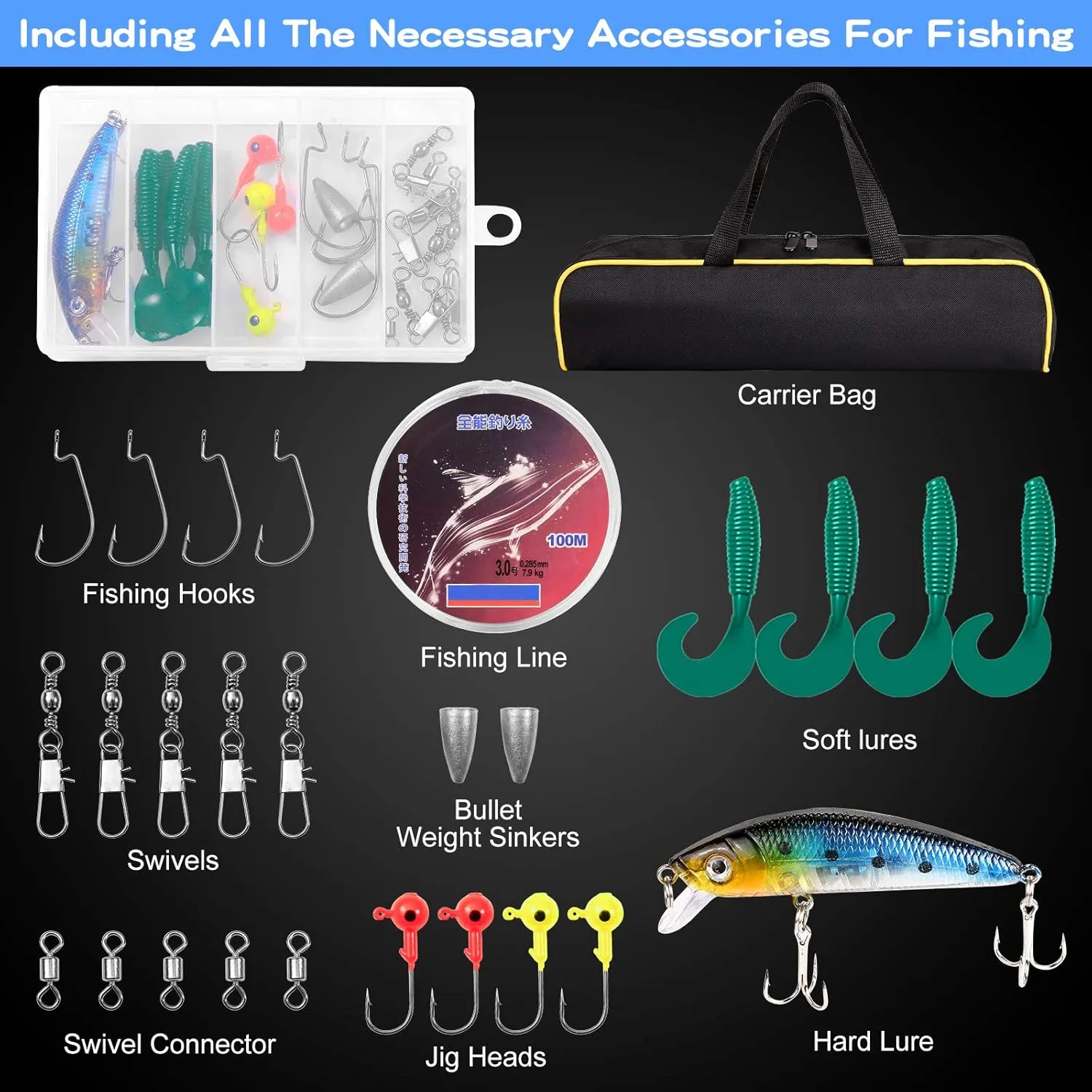 Fishing Rod and Reel Combos, Carbon Fiber Telescopic Fishing Pole Kit with Spinning Reel, Fishing Line, Fishing Lures, Travel Bag for Beginner Saltwater Freshwater Fishing