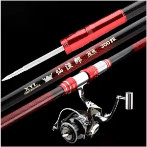 Fishing Rod and Reel Set Carbon Fiber Telescopic Fishing Pole Spinning Reel Carbon Fiber Super Hard Ultralight Portable Casting Rods for Saltwater Freshwater (Size : 2.1m)