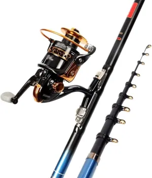 Fishing Rod kit Carbon Fiber Telescopic Fishing Pole and Reel Combo Tackle Hooks Reel Carrier Bag for Adults Travel Saltwater Freshwater