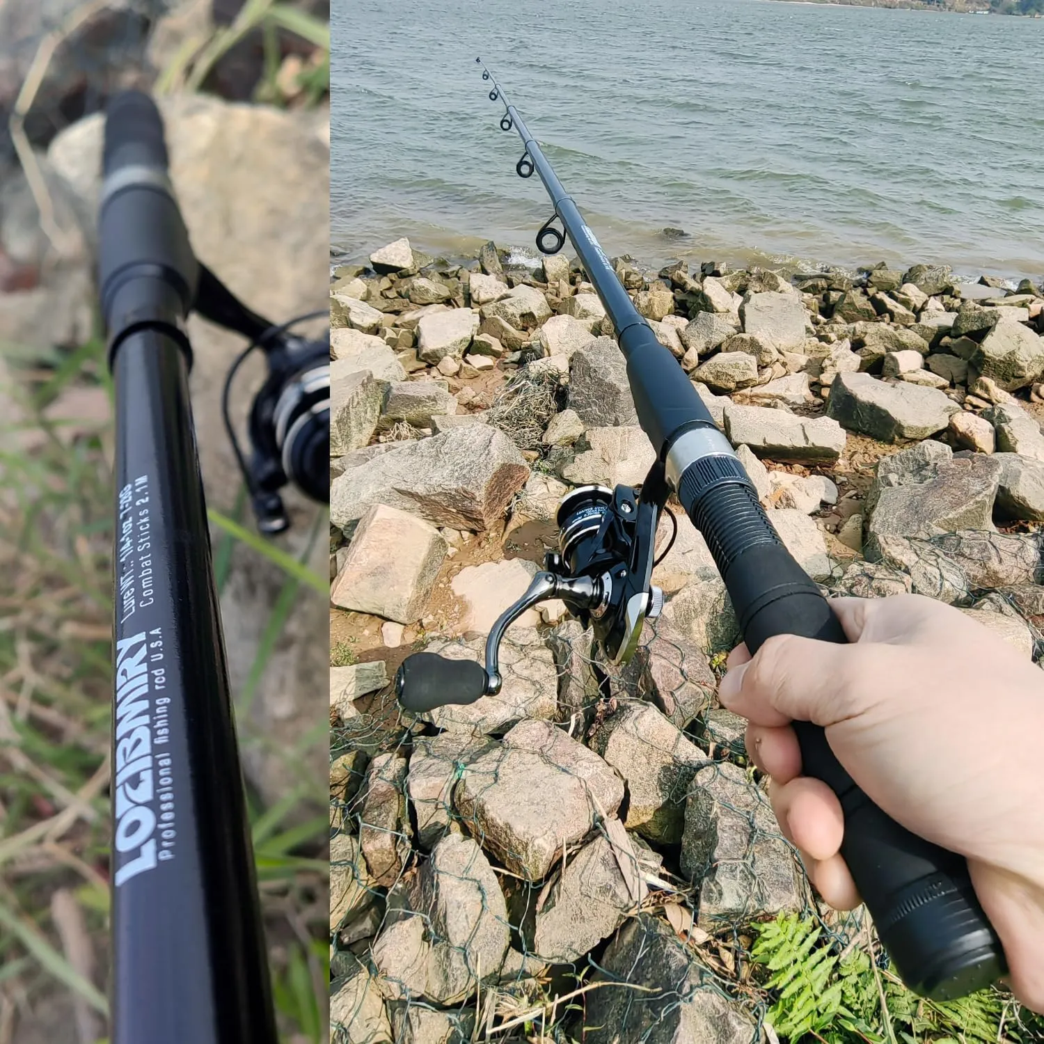 Fishing Rod Reel Combos, 2PCS 2.1m/6.89ft Collapsible Fishing Rods   2PCS Spinning Reels   Fishing Lines Fishing Lures Carrier Bag, Telescopic Fishing Pole Set Sea Saltwater Freshwater Kit