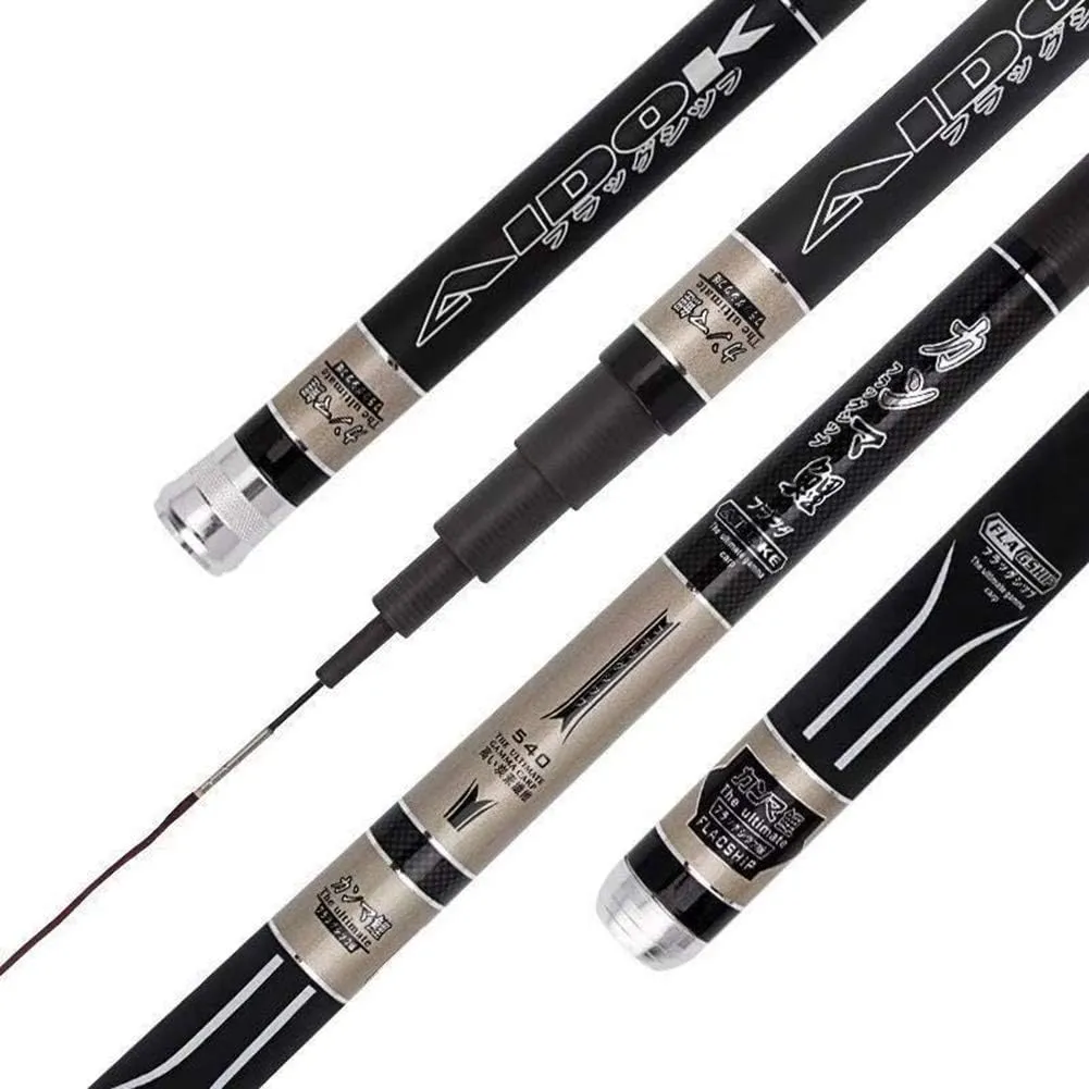 Fishing Rod Spinning Ultralight Super Hard Carbon Fiber Telescopic Hand Pole Long Section for Carp