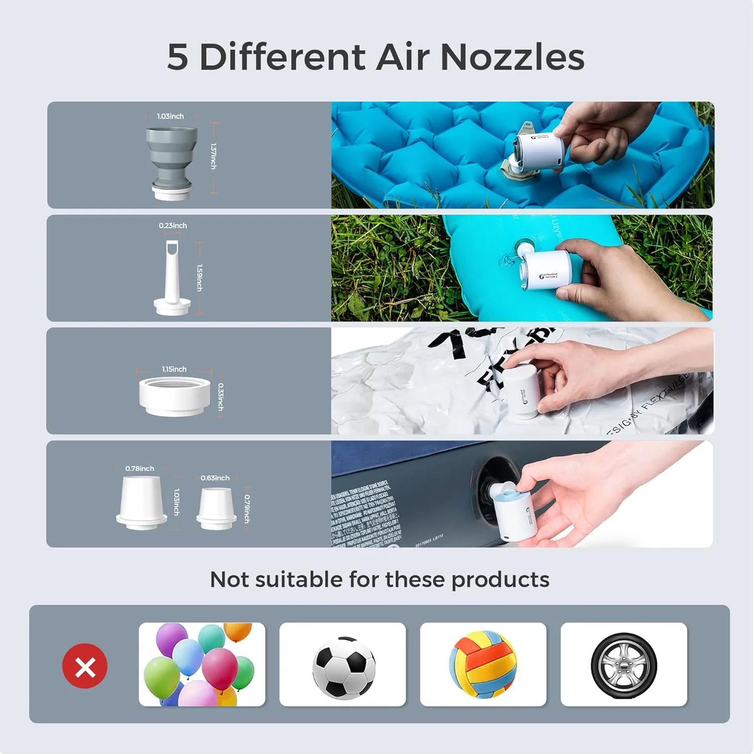 FLEXTAILGEAR Tiny Pump Portable Air Pump, Ultra-Mini with 1300mAh Battery USB Rechargeable to Inflate Deflate for Pool Floats Air Bed / Mattress Swimming Ring Vacuum Storage Bags (White)